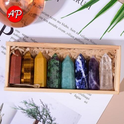 Natural Quartz Single Point Healing Crystal Wand Hexagonal Prism Reiki Chakra Stones Healing stone for Reiki wooden box Gifts