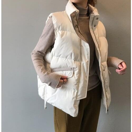 Newest Women Stripe Thicken Winter Sleeveless Jacket Cotton Down Vest Coat Ashion Outwear Female Short Section Waistcoat K1505