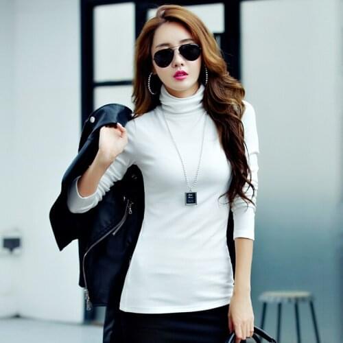 New arrive autumn winter turtleneck Collar womens long sleeve Korean version t shirt ladies Tops & Tees