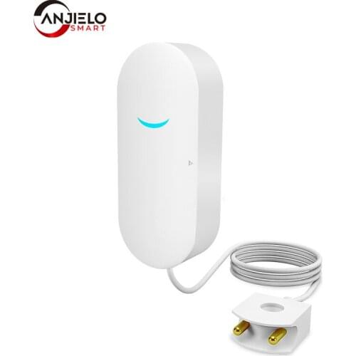 Anjielosmart Tuya WiFi Smart Home Water Leakage Security Alarm Independent Leak Sensor Detector Flood Alert Overflow System