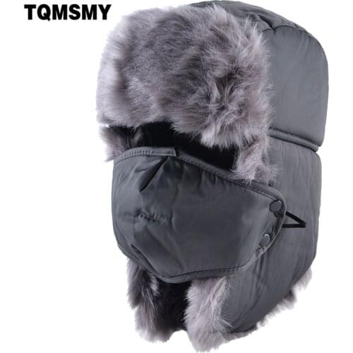TQMSMY Solid color bomber hat men winter hats for women masks cap russian thick warm ear flaps bone ushanka snow lei feng caps