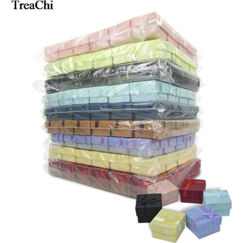 Wholesale 240Pcs MiniPaper Jewelry Package Box Bulk Colorful Ribbon Earring Stud Organizer Wedding Ring Storage Gift Box 4*4*3cm