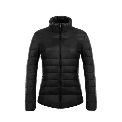 Autumn thin down jacket womens winter short white duck down overcoat ladies slim stand collar plus size womens tops
