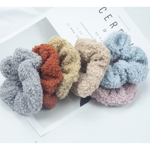 Pack Headband Hair Accessories Band 2021 Winter Warm Soft Cute Plush Scrunchie Women Girls Tiara Ponytail Holder Scrunchie Gift