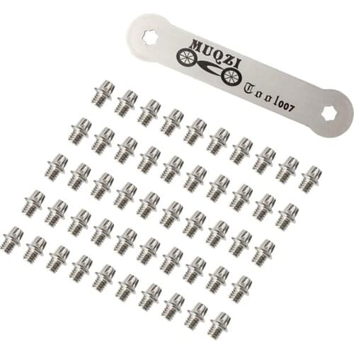 MUQZI 50PCS Pedals Bolts MTB Road Bike Pedal Fixed Screw Studs Non-Slip Pin Pedales Parts With Wrench Tool