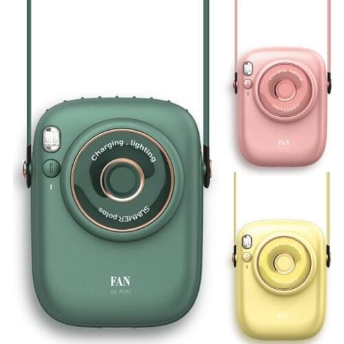 Handheld USB Fan Mini Hanging Neck Fan Portable Waist Camera-like USB Rechargeable Wide-angle Wind for Outdoor Sport Wholesales