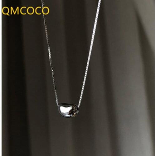 QMCOCO Ball Shape 925 Silver Pendant Necklace 2021 New Style Korean Edition Simple INS Feminine Light Luxury Collarbone Chain
