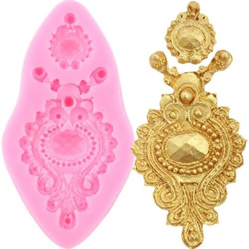 Diamond Gem Silicone Mold Baroque Cupcake Topper Fondant Cake Decorating Tools Chocolate Gumpaste Moulds Resin Clay Candy Molds