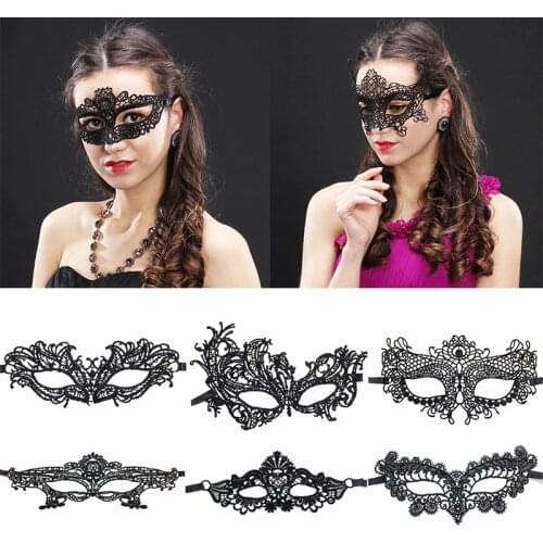Sexy Women Black Lace Eye Mask Hollow Out Halloween Cosplay Mask Party For Women Lady Black Lace Mask Masque косплей маска