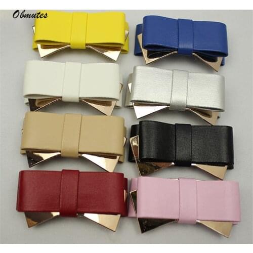 1 Pair PU Bow Shoe Clips Metal Decoration Removable Shoe Buckle for Elegant Woman Ladies Shoes Accessories