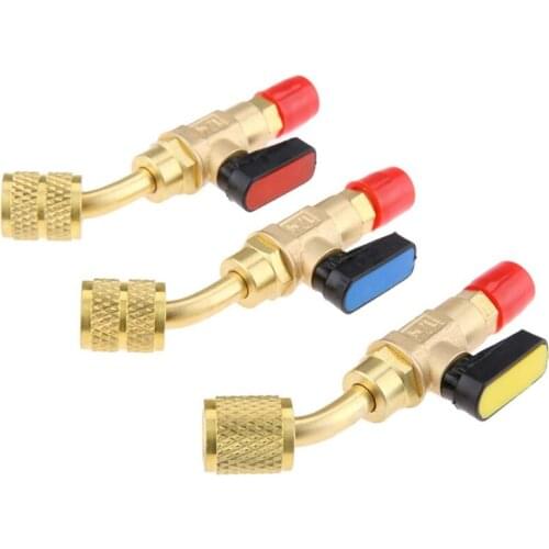 Air Conditioner Ball Valve HVAC Angled ShutOff Ball Valve Adapter 5/16 INCH SAE Air Conditioning Refrigerant Ball Valve