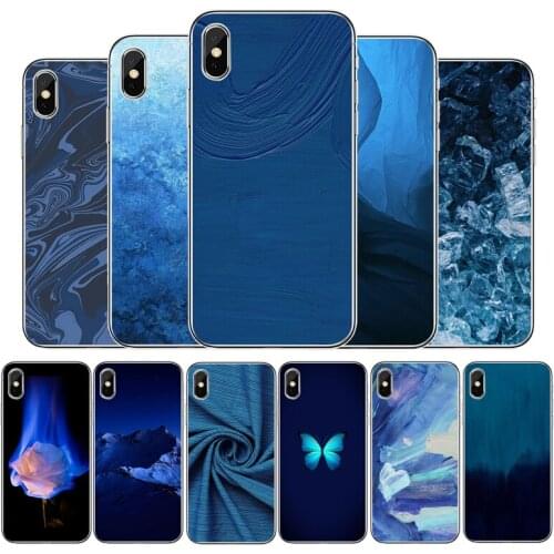 Blue art Transparent phone case For iphone 12 11Pro Max 11 XR XS Max X 8 7 6 6S Plus 5 5S SE 2020 Back Cover Shell