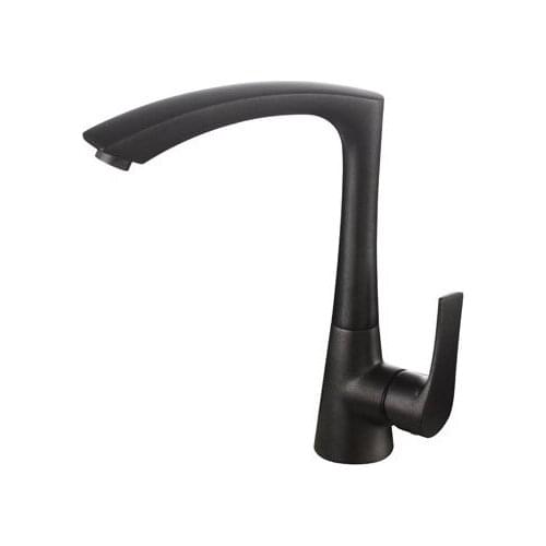 Black Painted Brushed Solid Brass Kitchen Faucet Rotation Single Handle Hot and Cold Deck Mounted Mixer with Filter Water