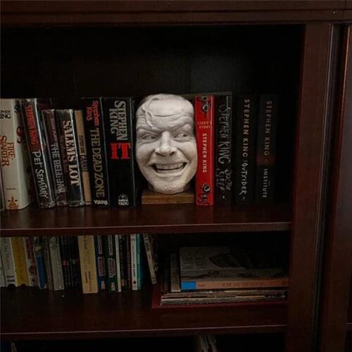 Heres Johnny Sculpture of The Shining Resin Desktop Ornament Bookend Library Funny-face Book Shelf Statue Figurine