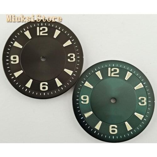 33.5mm Corgeut black green luminous watch dial Fit ETA 2836 Miyota 8205/8215/821a/82 series movement