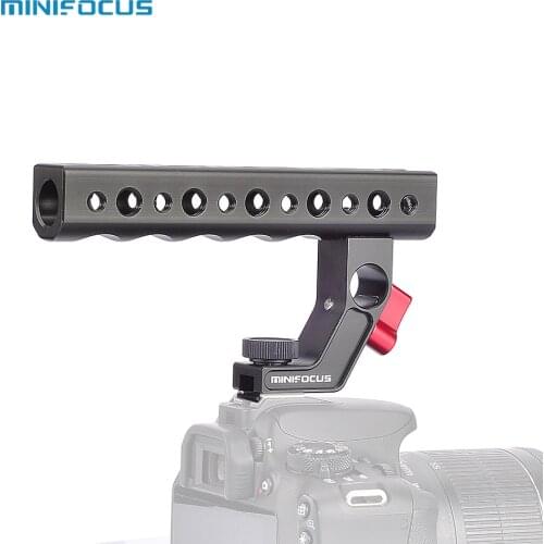 Universal Camera Cold Shoe Handle Grip Aluminum Alloy With 15mm Rod Clamp 1/4 Inch 3/8 Inch Screw Holes Cold Shoe