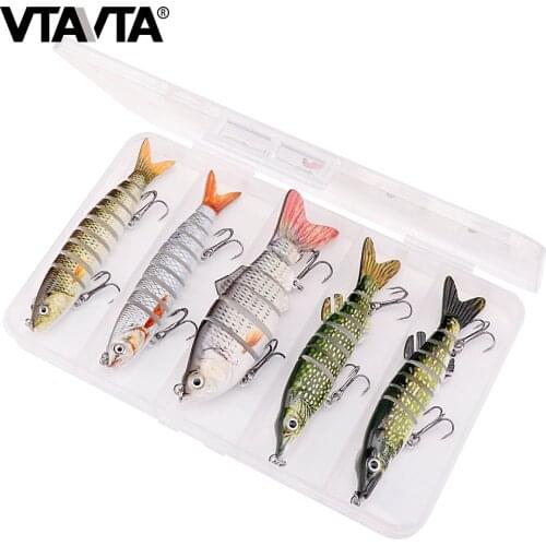 VTAVTA 5pcs/Box 10cm Mix Multi-jointed Artificial Bait Kit Fishing Lure Set Of Wobblers For Pike Crankbaits Fishing Tackle Box