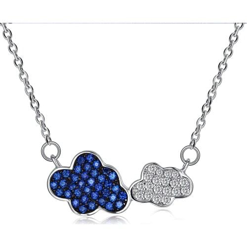 ZEMIOR 925 Sterling Silver Trendy Clouds Pendant Necklaces For Women Blue Cubic Zirconia Necklace New Arrival Fine Jewelry