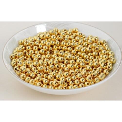 Real 18K Yellow Gold Bead 3mmW Luck Smooth Round Loose Bead / Very Small