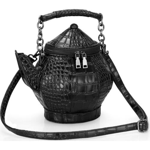 3D flagon women bag teapot bag PU Bucket Chains Solid Zipper Chinese Style handbag high-capacity personality originality
