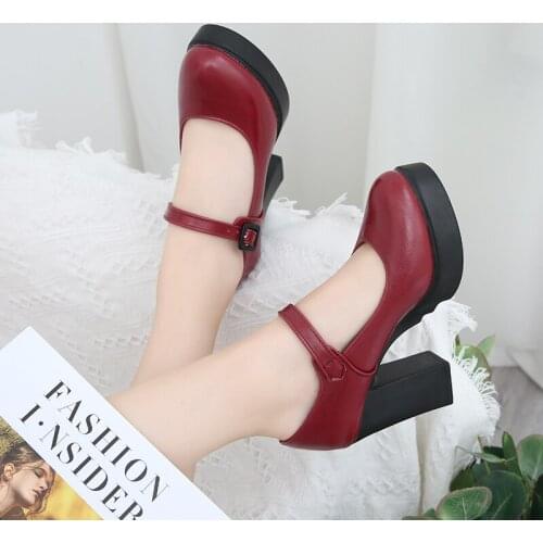Tilocow 2020 Solid Mary Janes Women High Heels Shoes Woman Buckle Strap Sexy High Heeled Platform Shoes Ladies Casual Footwear