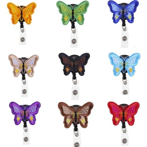 10pcs/lot New Style Embroidery Animal Butterfly ID Card Badge Holder For Nurse Doctor Gift Badge Reel