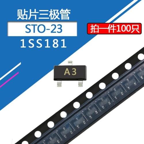 100pcs/lot SMD Transistor 1SS181 Package SOT-23 Screen Printing A3 0.3A/85V SMD Switching Diode