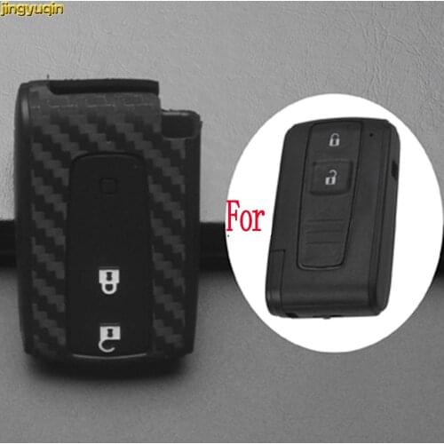 15pcs jingyuqin Smart Remote Car Key Case Cover Silicone + Carbon Fiber For Toyota Prius 2004-2009 Corolla Verso Camry 2 Buttons