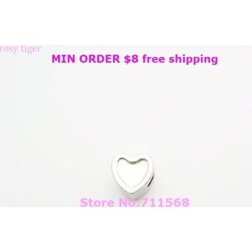 2-Side Blank Heart Shaped European Bead For DIY Logos Big Hole Able to Thread 4.5MM Snake Chain European Charms
