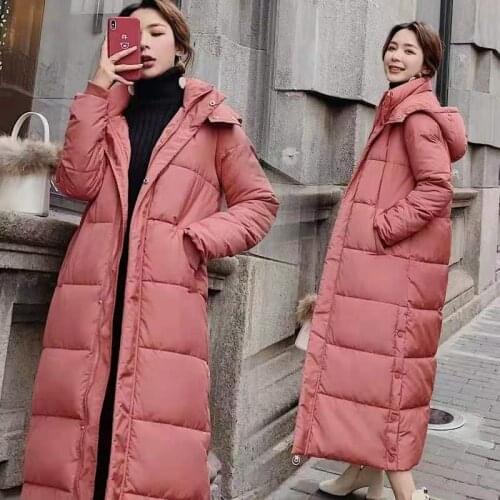 2021 Winter Parkas Warm Thicke Down Jacket Women Winter Korean Loose Long Sleeve Cotton Coat Long Solid Parkas Cotton Jacket