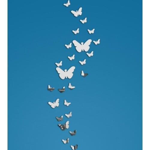 25Pcs/lot Mirror Butterfly Kitchen Wall Art Decal DIY Fashion Acrylic Decorative Wall Sticker For Kids Rooms Home Decoration A