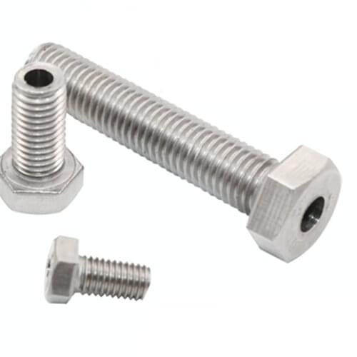 3pcs M6 stainless steel outer hexagon head hollow screws lamps threading bolts through hole bolt 3mm aperture 10mm-30mm long