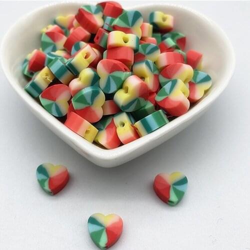 30pcs/Lot 10mm Mixed Colors LOVE Shape Clay Spacer Beads Polymer Clay Beads For Jewelry Making DIY Handmade Accessories #21