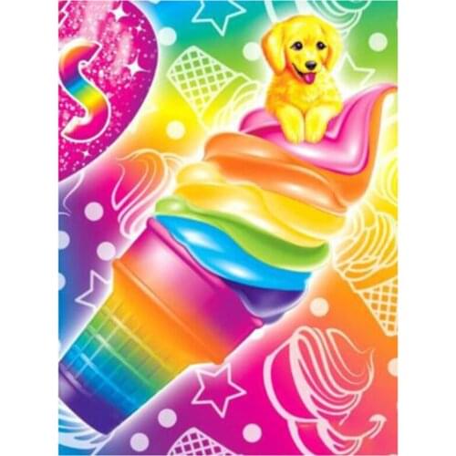 5D DIY Full Round/Square Diamond Painting Cartoon Ice Cream & Dog Cross Stitch 3D Embroidery Rhinestone Mosaic Home Decor Y670