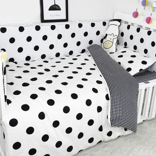 7Pcs Baby Bedding Set Cotton Cribs Bed Linens Kit For Boy Girl Cartoon Includes Pillowcase Bed Sheet Duvet Cover Without Filler