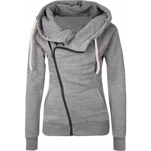Brand Hoodie For Women Casual Sweatshirt Hooded Hoodies Sweatshirt Grey Pink Solid Tracksuit Zipper Irregular Costume