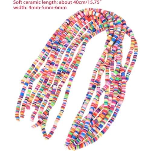 10Strips Flat Round Polymer Clay Loose Beads for DIY Clothing Accessories Bohemian Bracelet Necklace Making F3MF