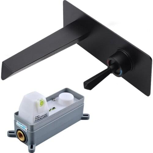 Black/Chrome Painting Wall Mounted Tap Bathroom Basin Sink Faucet Solid Brass Hot & Cold Mixer Matte Black Bathtub Faucet