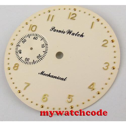 38.9mm cream-colored dial fit 6497 movement Watch Case Luminous marks 48