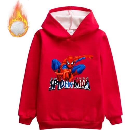 Spiderman Children Hoodies Winter Warm Hoodie Kid cartoon Teenager Boys Girls Cartoon Sweatshirt Casual