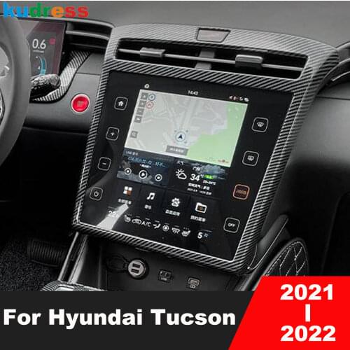 For Hyundai Tucson 2021 2022 2023 Carbon Fiber Interior Navigation Panel Cover Trim Decoration Frame Trims Car Accessories