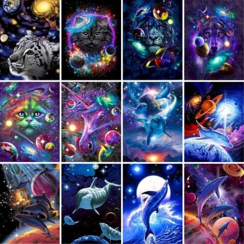GATYZTORY 60x75cm DIY Painting By Numbers Kits For Adult child Planet Animal Paint By Numbers Handpainted For Home Decors Gift