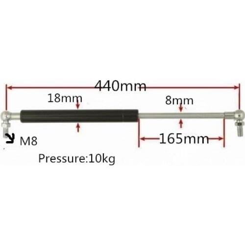 440x165x8KG Gas Spring 440mm Hole Center 165mm Stroke 10Kg Force Spring Damper Lift Gas Springs for Funiture Door