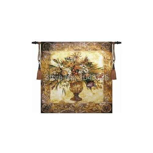 134*134cm Belgium Tuscany potted flower jacquard fabric picture tapestry wall hangings mural tapestries pt-59