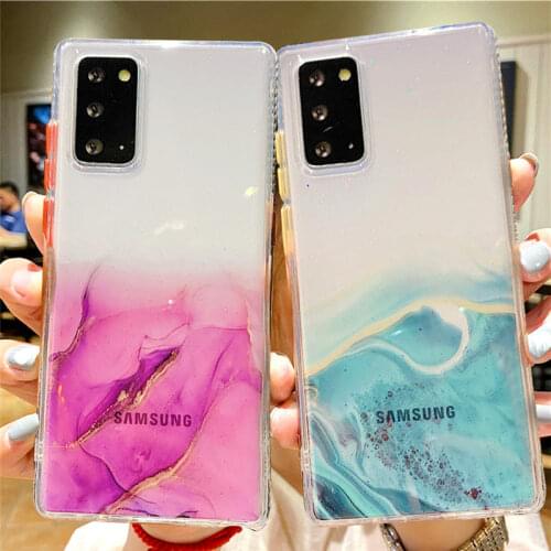 Gradient Vintage Marble Clear Phone Case For Samsung Galaxy A52 A72 S21 S20 Plus S20 FE Note 20 Ultra A51 A71 A21S Soft Cover