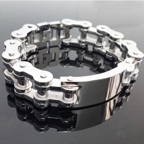 Granny Chic Heavy 20mm Wide Mens Motorcycle Chain Stainless Steel Biker ID Bracelet High Polished Quality For Gifts