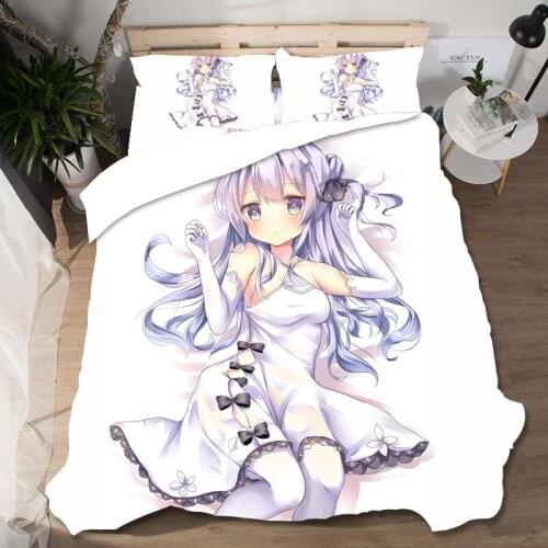 Edredon Azur Lane waifu Bedding Set Duvet Cover Home Textile Single Queen King Size Bedding Set Bed Sheet Pillowcases Bed Linen