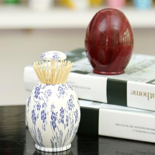 Marble Texture Toothpick Box Push-type Toothpick Bucket Pops Out Automatically Desktop Toothpick Holder Cotton Swab Storage Box