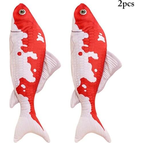2pcs Pet Soft Plush 3D Fish Shape Cat Toy Interactive Gifts Fish Catnip Toys Stuffed Simulation Fish Playing Toy For Pet
