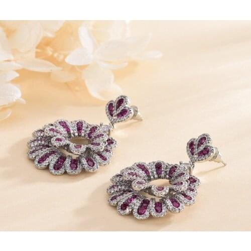 New fashion red zircon earrings hot seller sweet jewelry factory wholesale